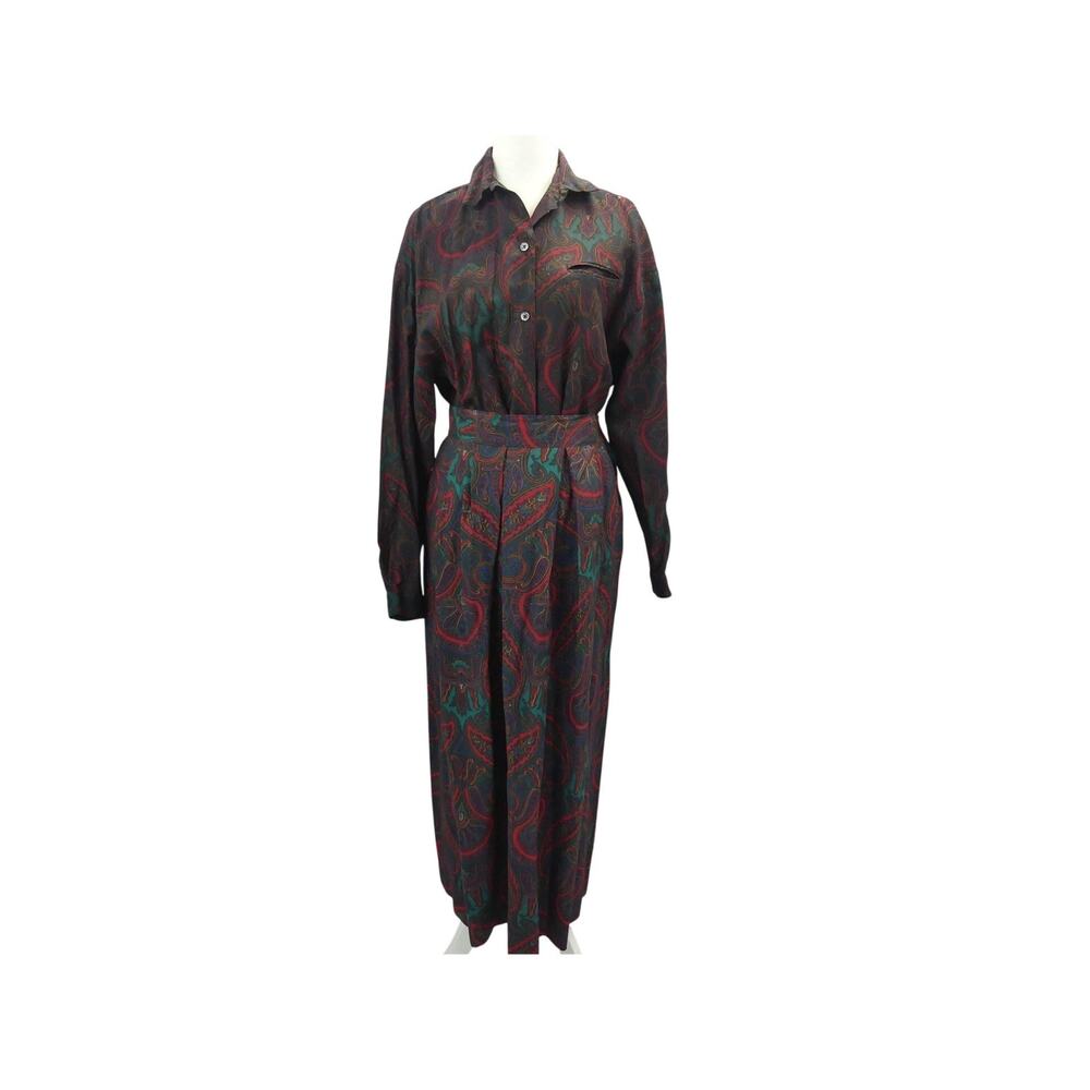 Vintage 1980'S Paisley Skirt Set - 100% Wool